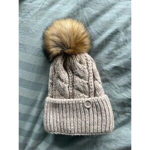 NWOT Anthropologie Norah Pom Beanie Hat One Size Beige NO MASK NEW